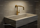 Modern Concrete Sink with Gold Faucet for Stylish Bathroom Decor