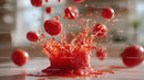 Vibrant Red Cherry Tomatoes in Splashing Motion for Food Photography