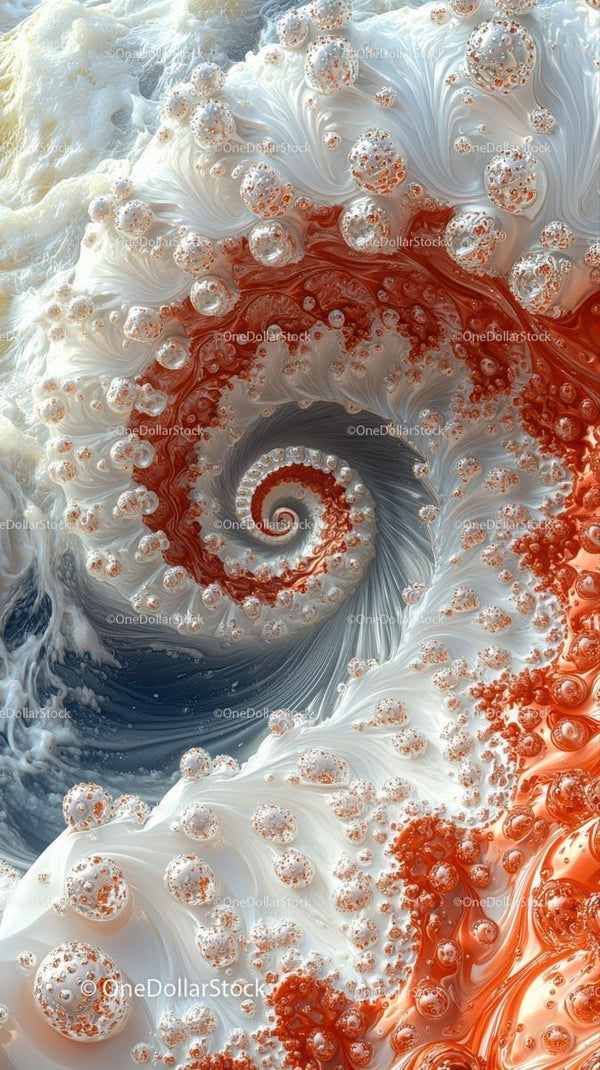 Abstract Spiral Art with Liquid Texture and Vibrant Colors