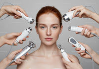 Young Woman Receiving Facial Skin Care with Multiple Devices