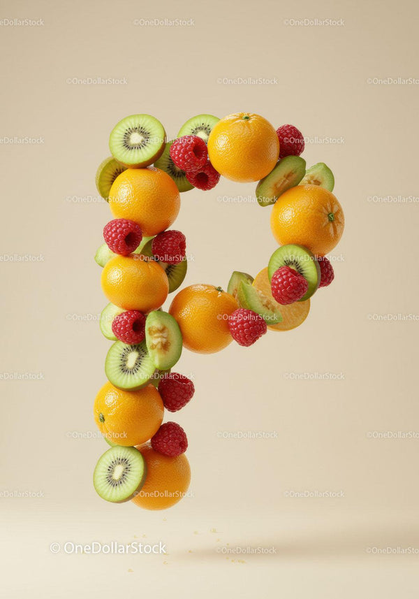 Fresh Fruit Composition Shaped Like Letter P