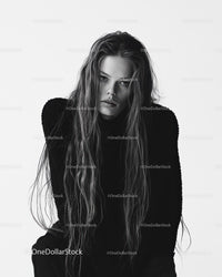 Elegant Black and White Fashion Portrait of a Confident Woman