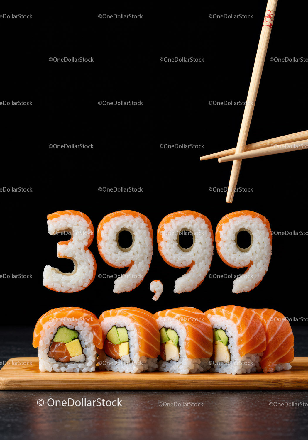 Creative Sushi Roll Display with Price in Rice Numbers