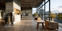 Bright Modern Art Gallery with Sunlit Interior and Wooden Flooring