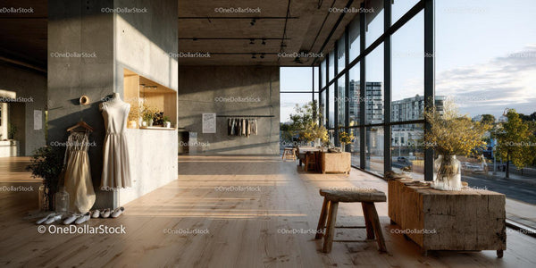 Bright Modern Art Gallery with Sunlit Interior and Wooden Flooring