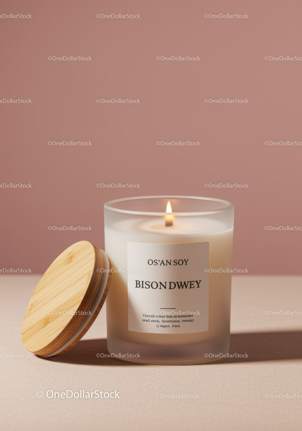 Elegant White Candle with Wooden Lid for Cozy Home Decor