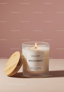 Elegant White Candle with Wooden Lid for Cozy Home Decor