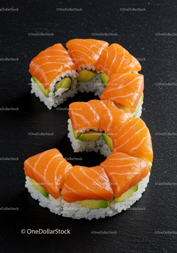 Rolada sushi z łososiem i awokado w kształcie cyfry osiem