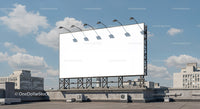 Empty rooftop billboard under clear blue sky