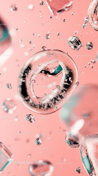 Close-up of Ice Cubes and Water Droplets in a Cold Refreshing Drink