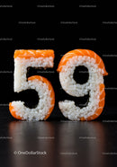 Creative Sushi Rolls Shaped as Number Fifty Nine