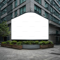 Blank Street Billboard Outside Modern Office Building