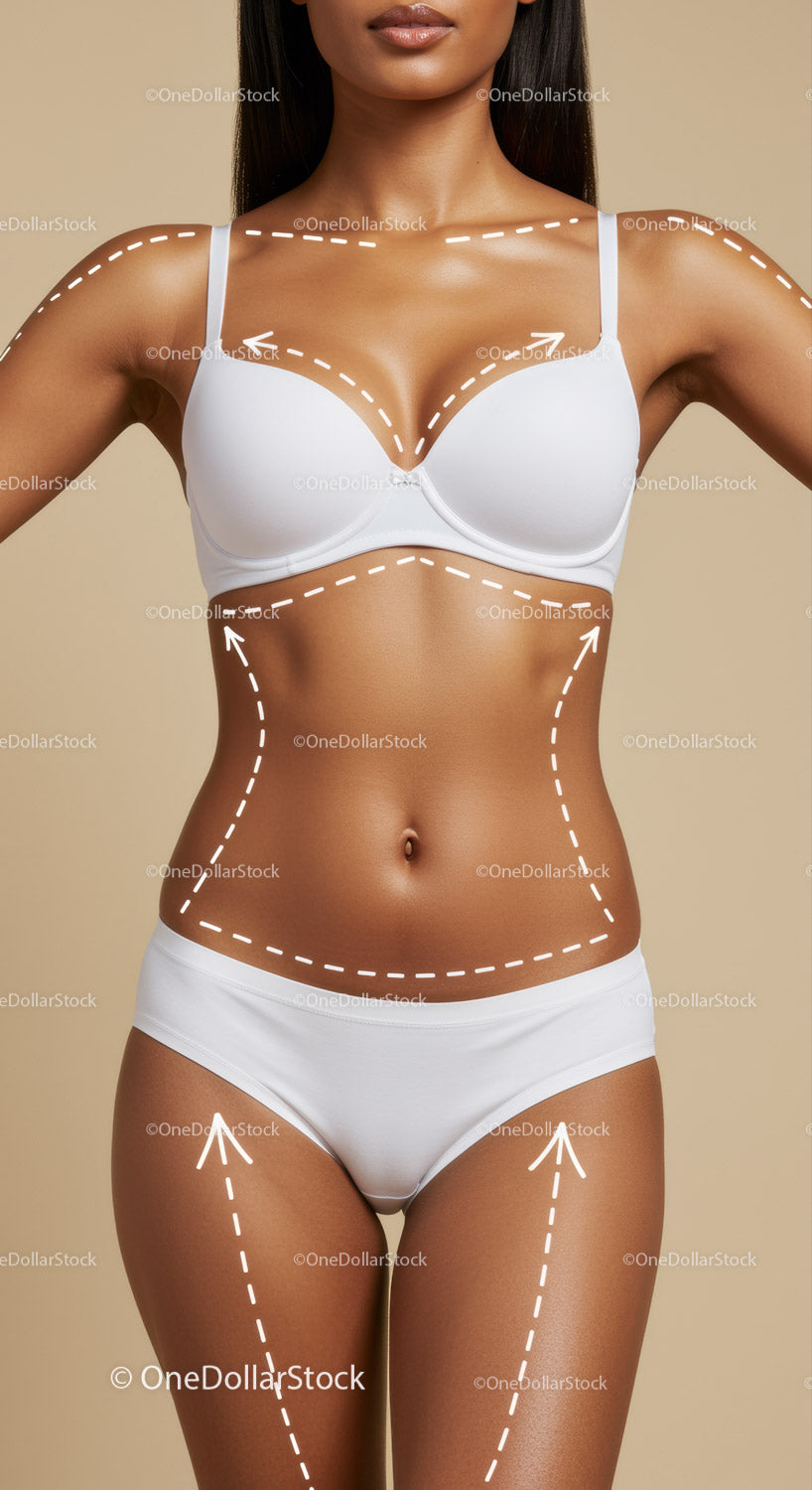 Fitness and Body Contouring of a Woman with Toned Abs and Smooth Skin