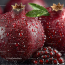 Close-up of Juicy Ripe Pomegranate with Water Droplets