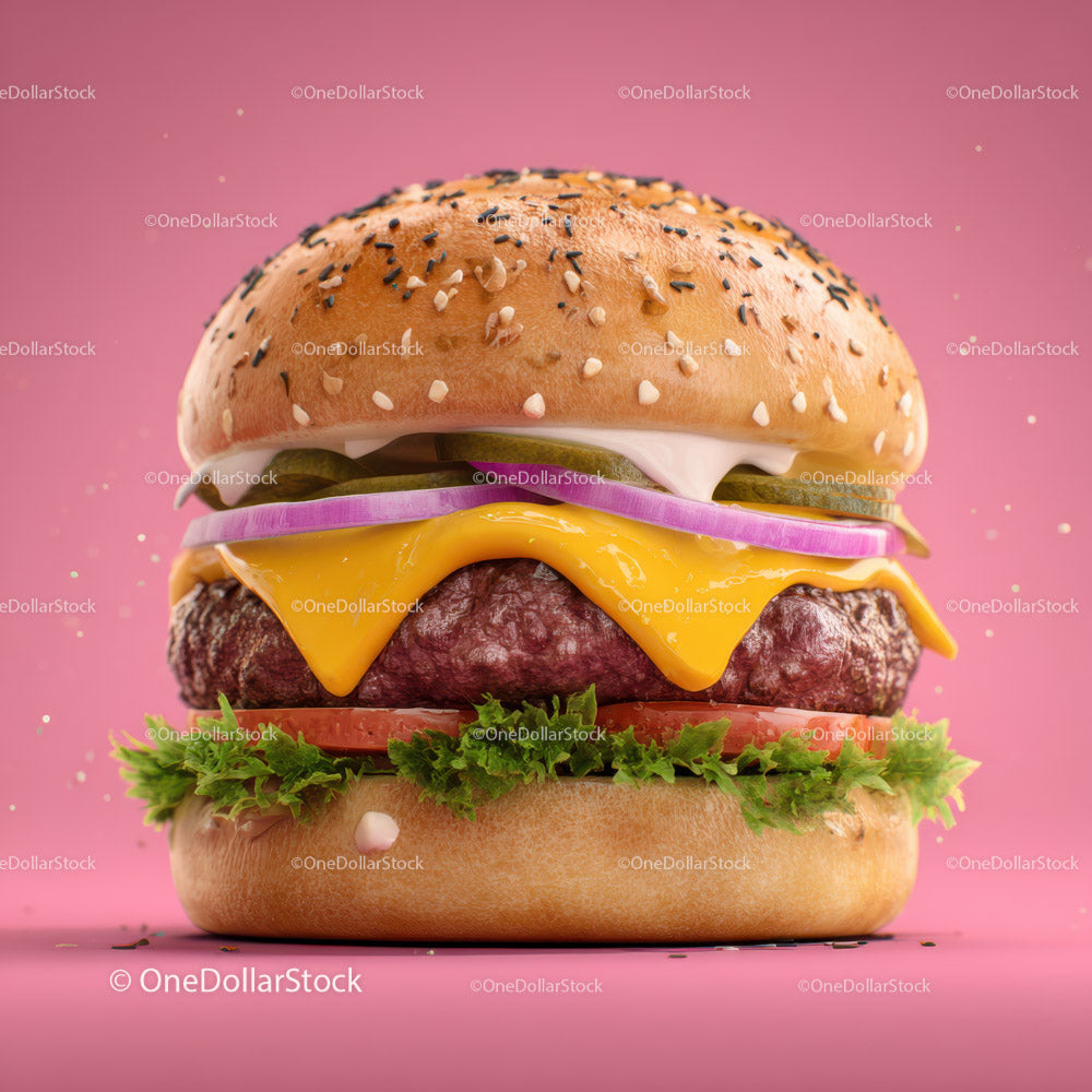 Juicy Cheeseburger with Fresh Vegetables and Melted Cheese