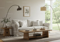 Cozy minimalist living room with natural light