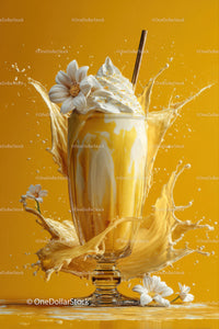Refreshing Lemonade with Milk and Flowers in a Glass Splash