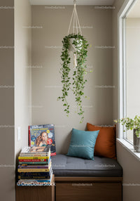 Indoor Ivy Hanging Plant in Cozy Minimalist Home Corner