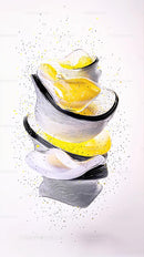 Modern Artistic Glass Sculpture with Yellow and White Accents