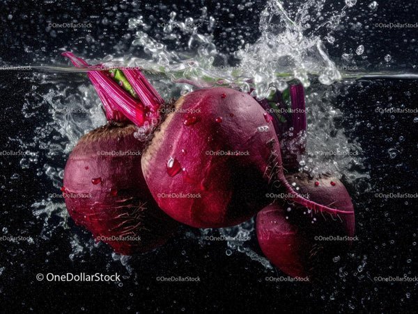 Fresh Red Beetroot Splashing Water in Creative Food Photography