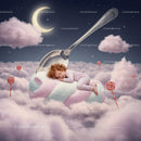 Toddler Sleeping Peacefully on Giant Marshmallow Cloud