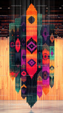 Vibrant Geometric Textile Art Installation for Modern Interior Decor