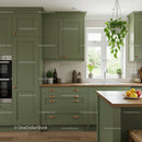 Modern Green Kitchen Cabinets with Wooden Countertop and Bright Atmosphere