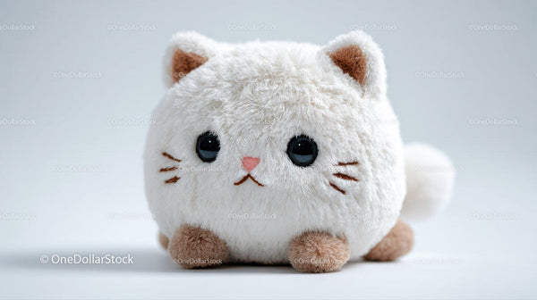 Cute Plush White Cat Toy With Big Eyes