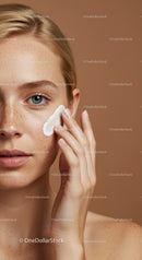 Close-Up of Woman Applying Skincare Cream with Beautiful Clear Skin