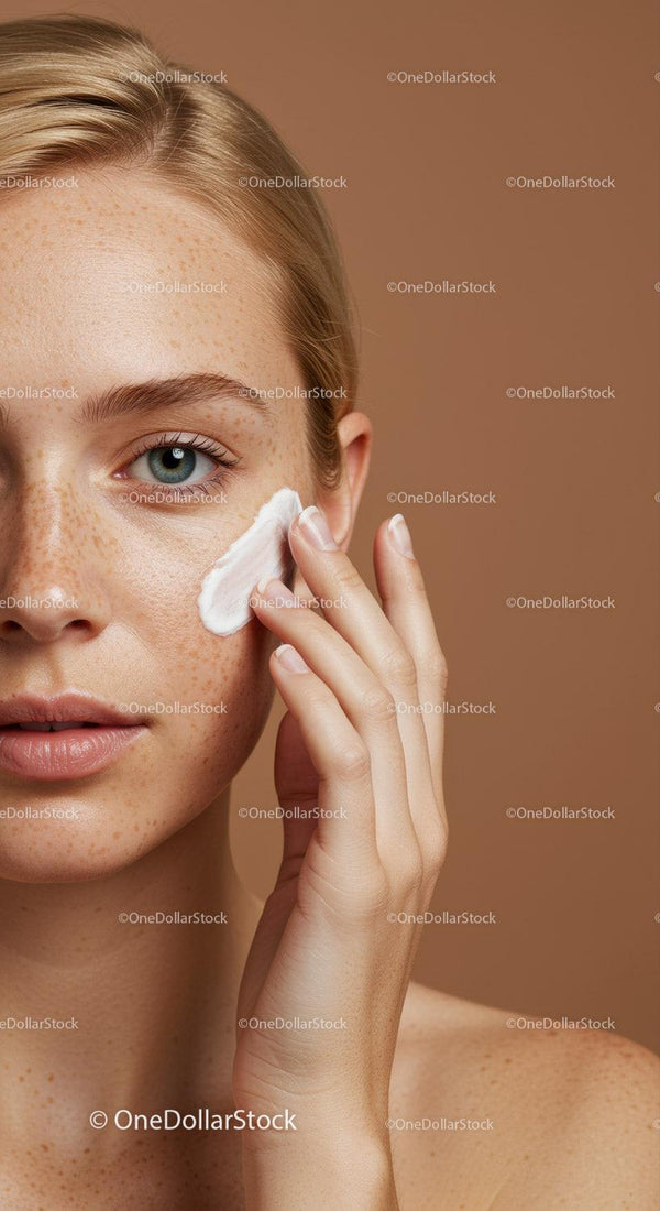 Close-Up of Woman Applying Skincare Cream with Beautiful Clear Skin