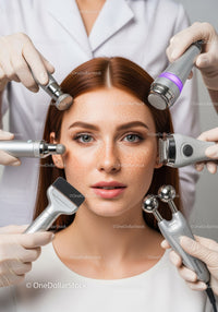 Young Woman Receiving Professional Skin Rejuvenation with Modern Skincare Devices