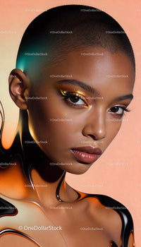 Close up of woman with golden shimmer eye makeup