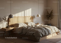 Cozy bedroom with natural light and minimalist decor