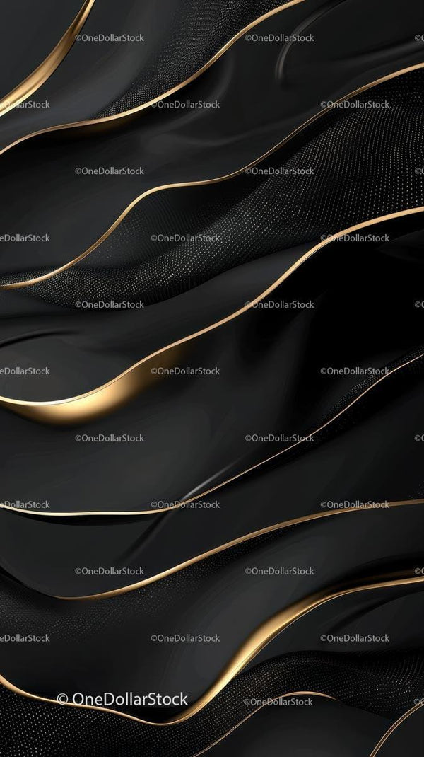 Elegant Black and Gold Flowing Line Digital Art for Modern Design