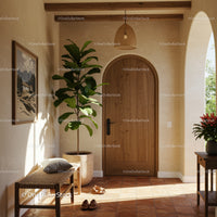 Cozy Mediterranean Entryway with Natural Light and Greenery