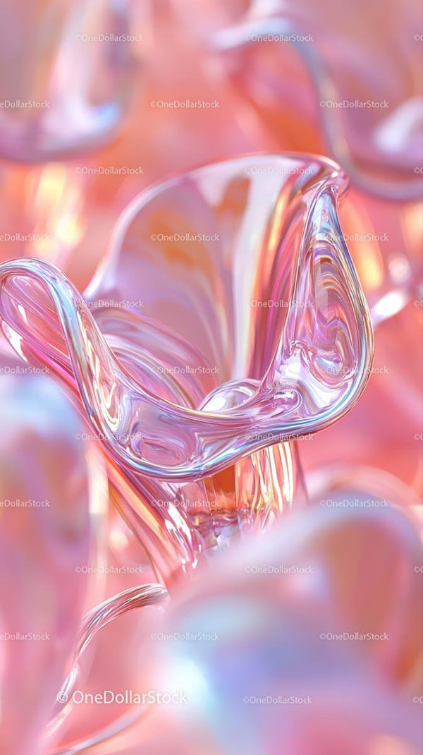 Abstract Glass Heart Sculpture in Soft Pastel Colors for Modern Decor