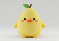 Yellow Plush Duck Toy with Green Leaf and Orange Beak