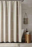 Beige Shower Curtain with Minimalist Bathroom Decor