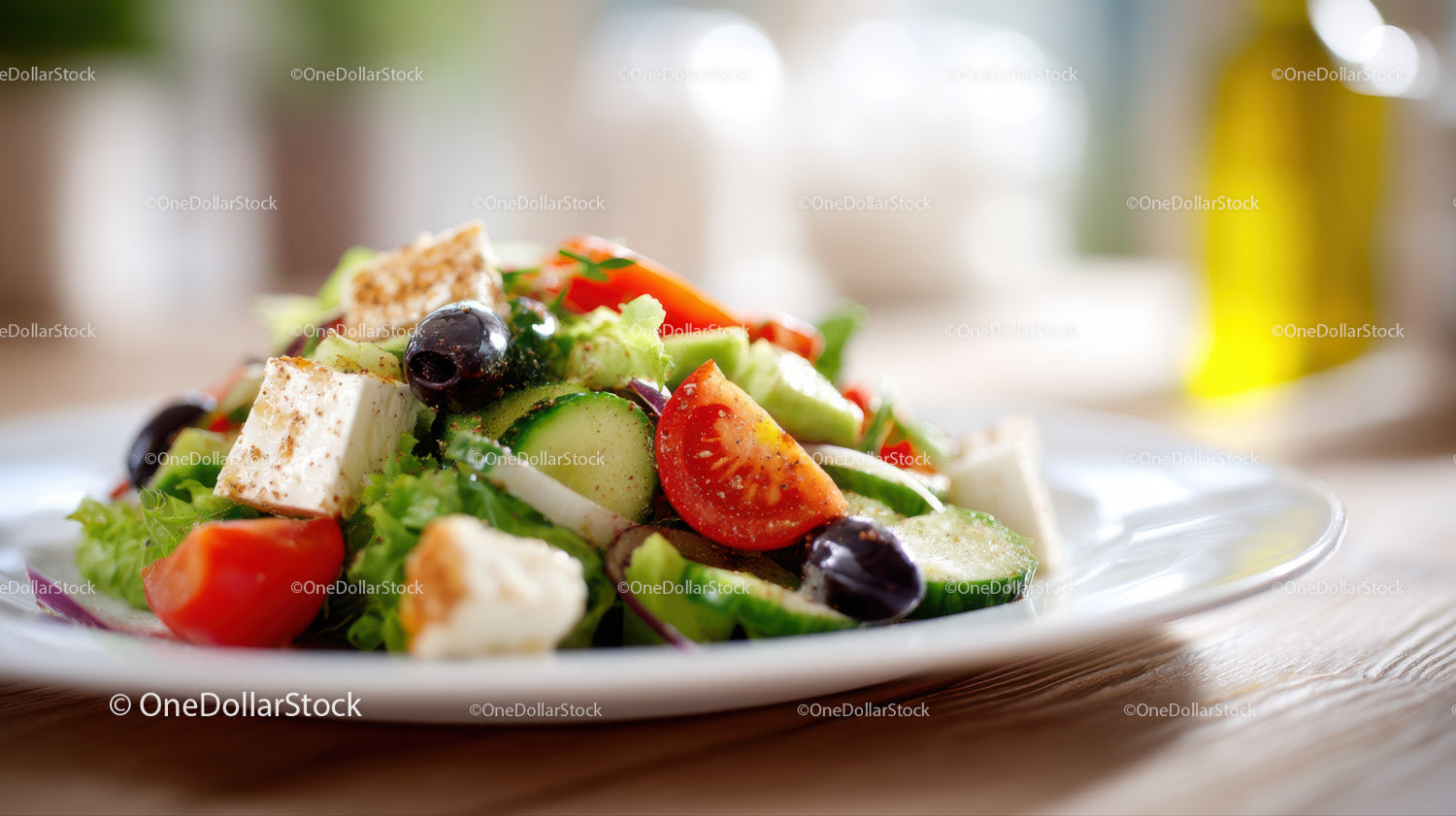 Fresh Greek Salad with Cherry Tomatoes Cucumber Feta Cheese and Olives
