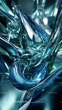Futuristic Abstract Glass Sculpture in Modern Interior