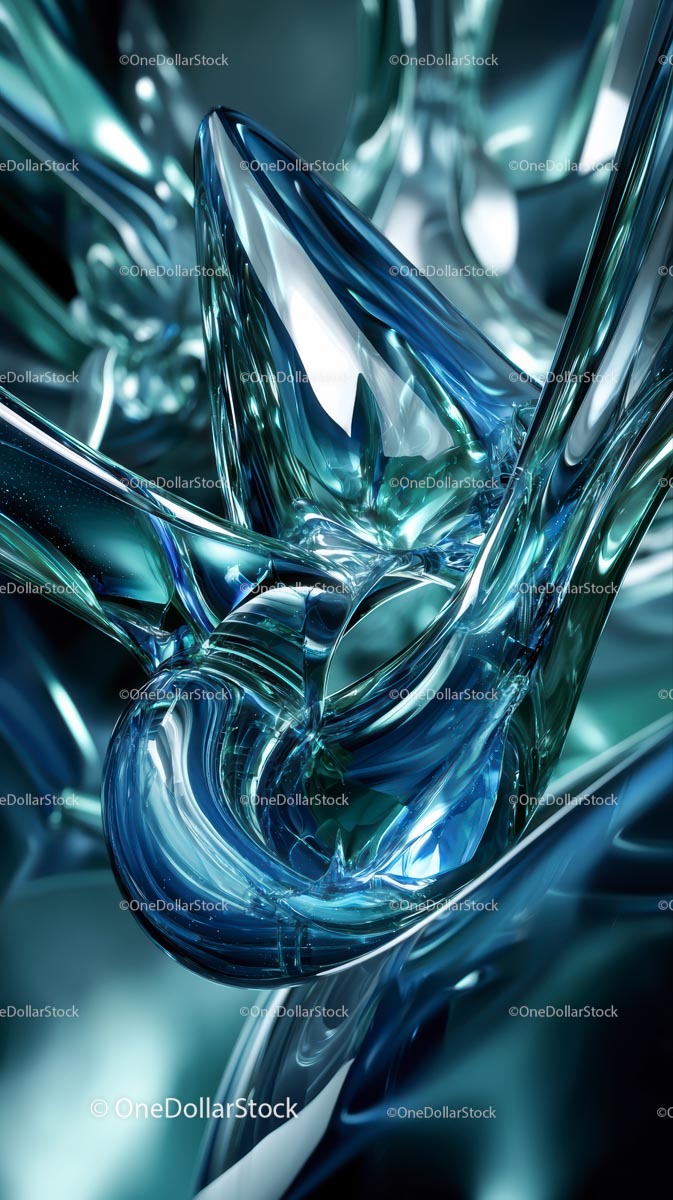 Futuristic Abstract Glass Sculpture in Modern Interior