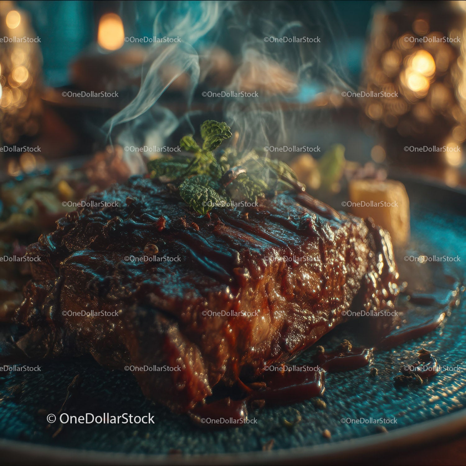 Juicy Grilled Steak with Aromatic Smoke and Fresh Herbs