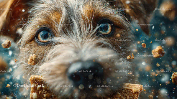 Close-Up of a Dog's Face with Mud and Lively Expression