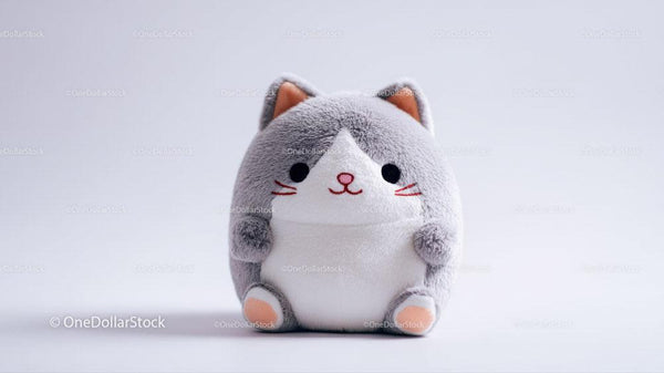 Cute Gray And White Plush Cat Toy