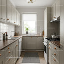 Bright Modern Kitchen with White Cabinets and Wooden Countertop