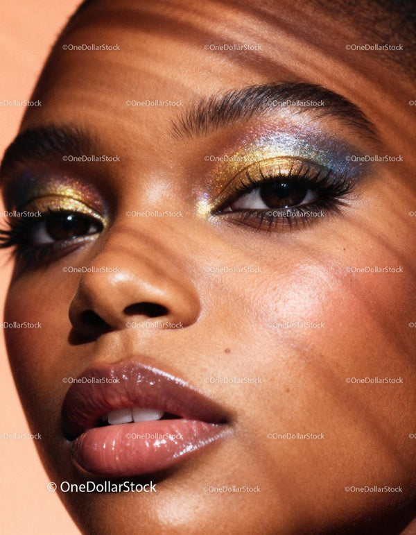 Close Up of Woman with Colorful Glitter Eyeshadow
