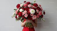 Person Holding Vibrant Bouquet of Mixed Flowers