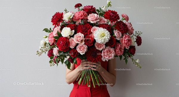 Person Holding Vibrant Bouquet of Mixed Flowers