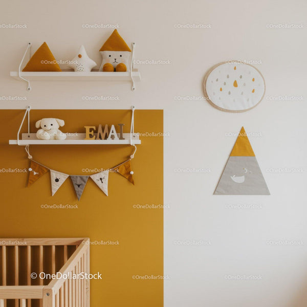 Cozy Baby Nursery with Felt Plushies and Wall Art Design