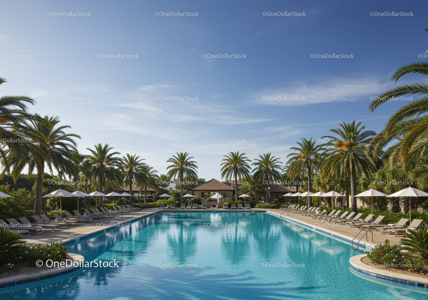 Luxurious Tropical Resort with Swimming Pool and Palm Trees